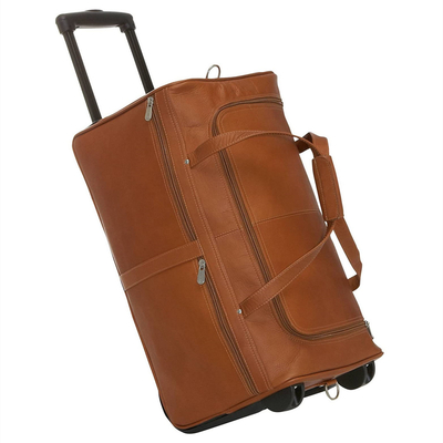 購入 24インチ 本物の真皮パック 旅行 週末 泊まり 革バッグ 望遠鏡 トロッキー ハンドル online manufacture