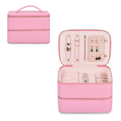 購入 ジュエリーオーガナイザー 旅行用ケース イヤリングホルダー 2つのダブルレイヤー ジュエリーボックス 9x6x6 