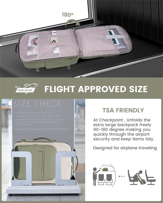 TSAパーソナルアイテム 40L 防水 大型 航空会社で持ち運ぶ 3つのパッキングキューブを持つ承認された旅行バッグ