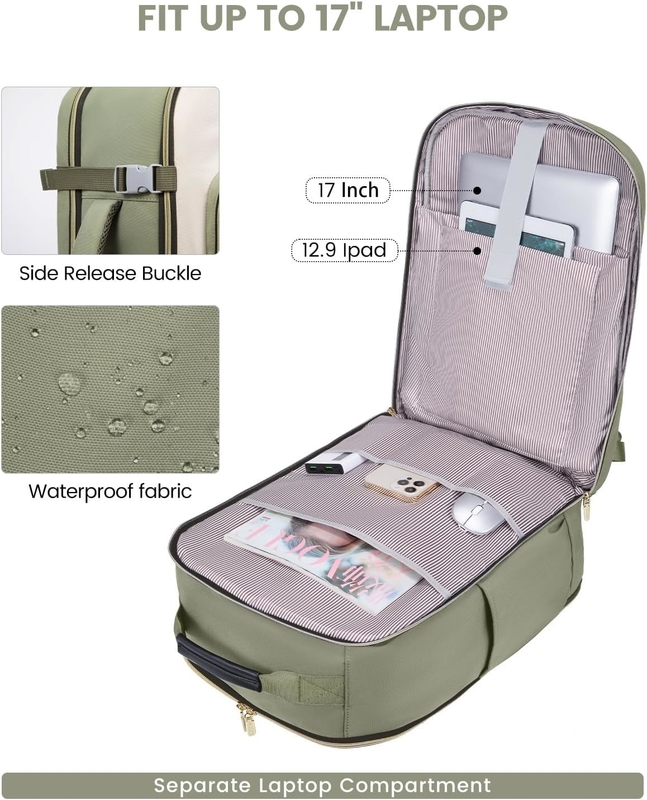 TSAパーソナルアイテム 40L 防水 大型 航空会社で持ち運ぶ 3つのパッキングキューブを持つ承認された旅行バッグ