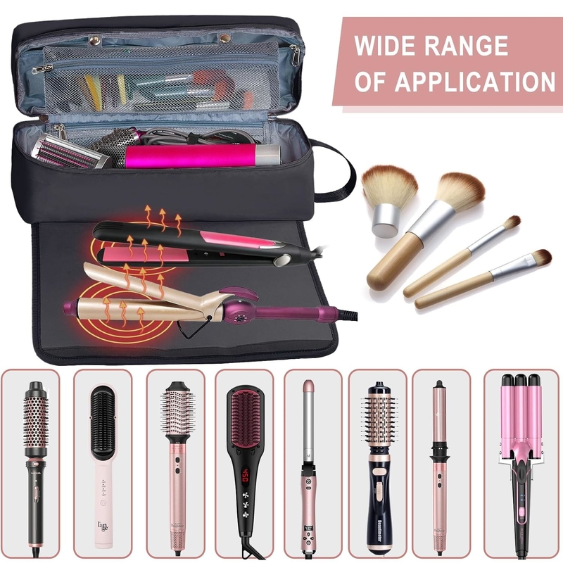 2 in 1 ヘア旅行バッグ 耐熱マット フラットアイアン ストレインダー カールアイアン 髪ケア用品