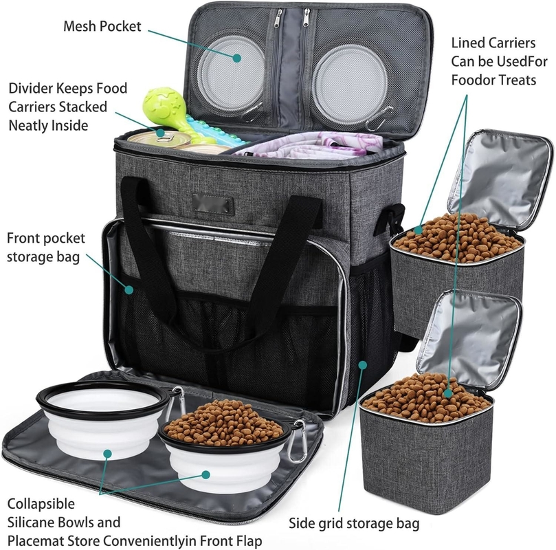 犬猫 ペット用旅行用バッグ 2 ペット用食品容器 2 折りたたむシリコンボウル