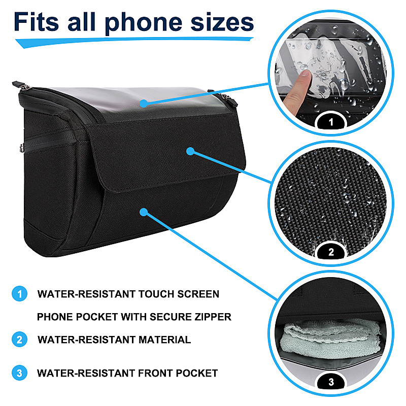タッチスクリーン バイク 携帯バッグ サイクリング 防水型 電話ケース 財布 ポケット 屋外 20x8x10cm
