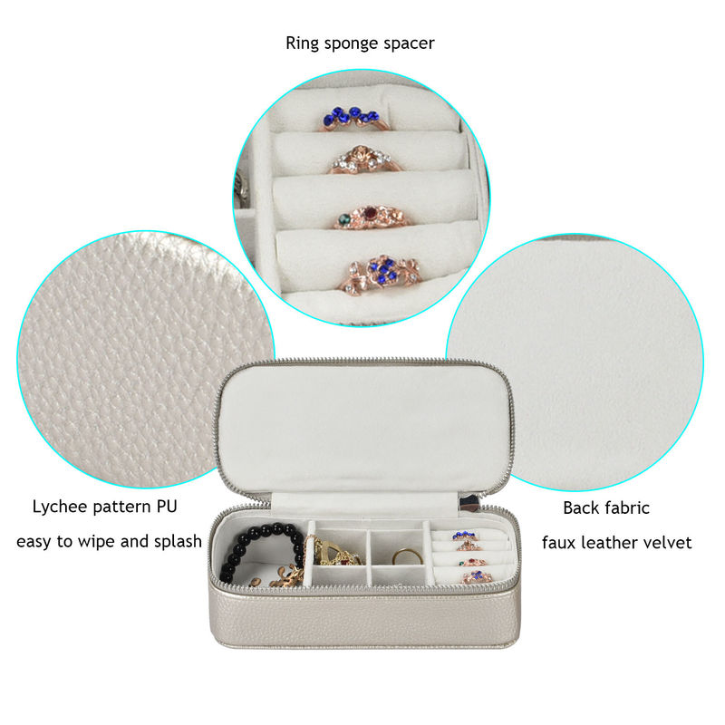 メイクアップ 宝石 収納袋 箱 PU レザー 旅行用 ポータブル 7x3.15x1.97